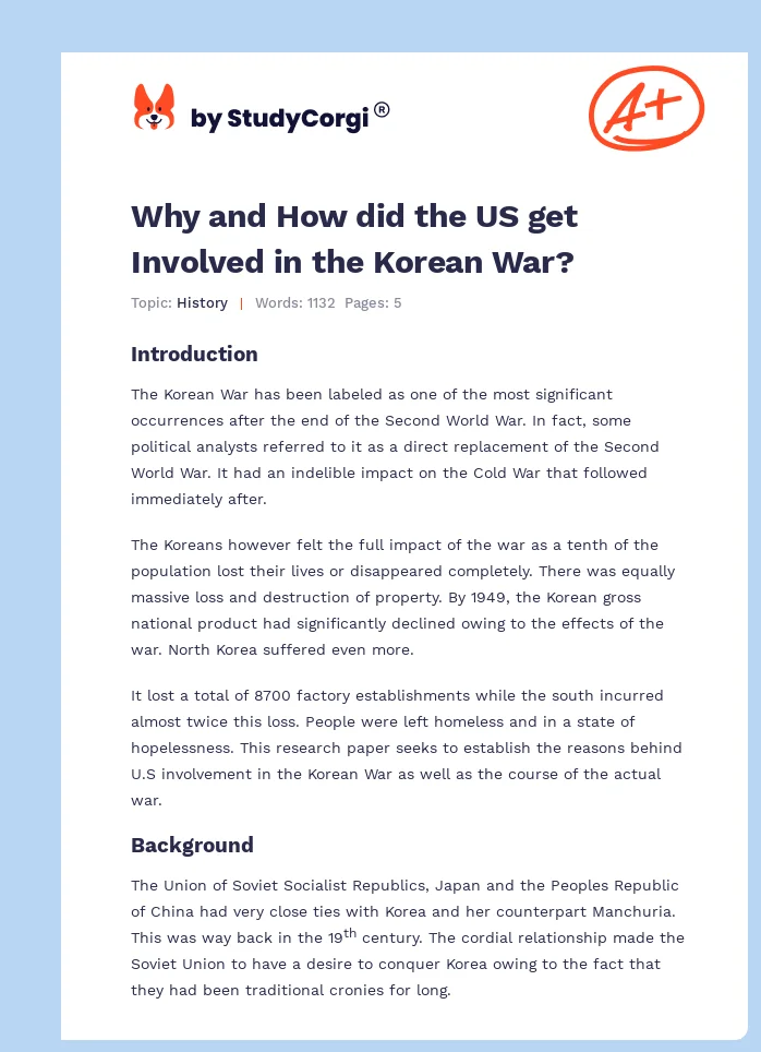 Why and How did the US get Involved in the Korean War?. Page 1