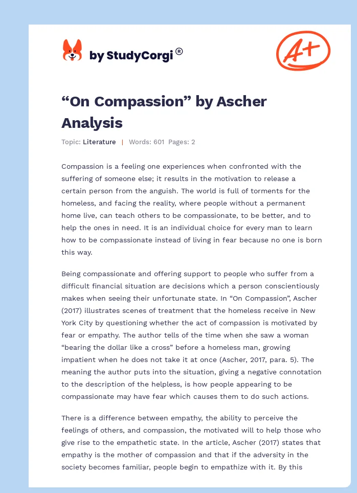 “On Compassion” by Ascher Analysis. Page 1