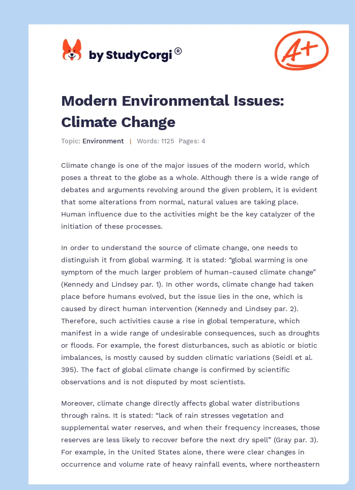 Modern Environmental Issues: Climate Change. Page 1