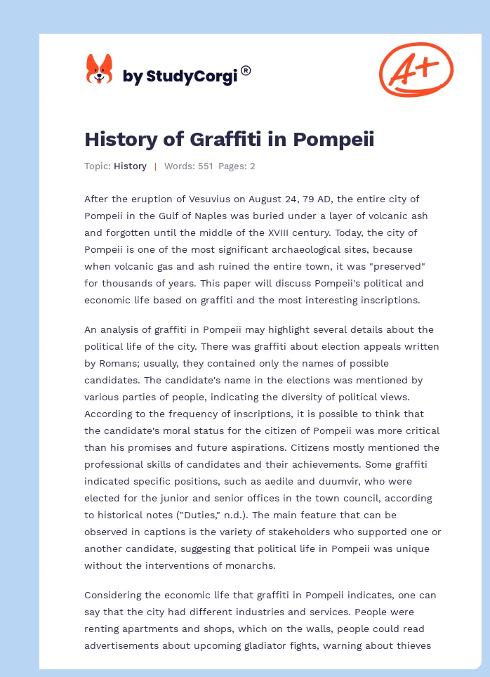 History of Graffiti in Pompeii. Page 1