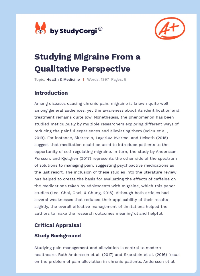 Studying Migraine From a Qualitative Perspective. Page 1