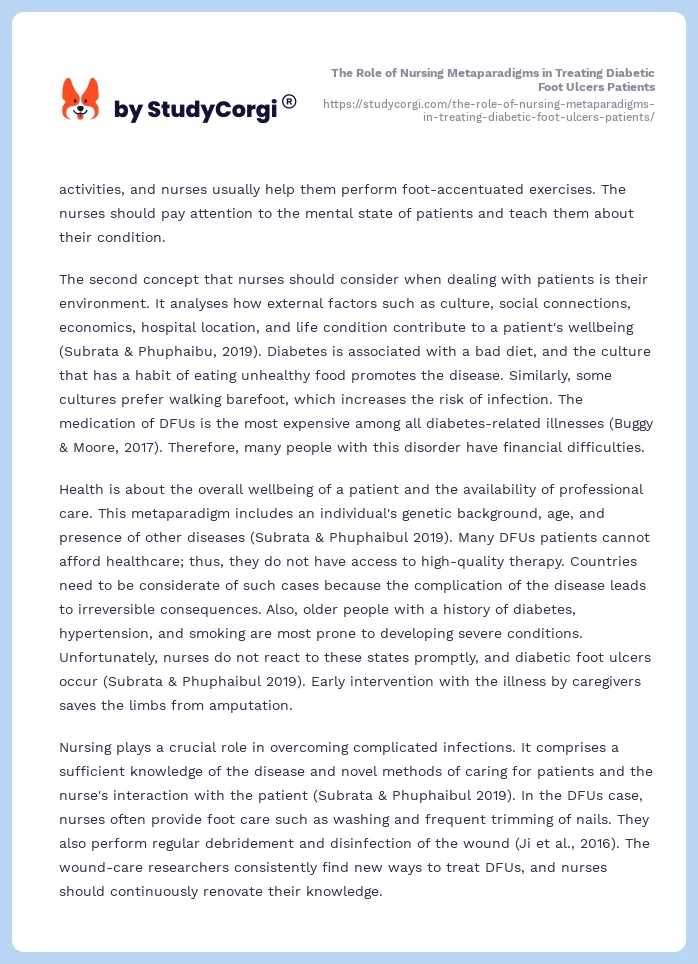 The Role of Nursing Metaparadigms in Treating Diabetic Foot Ulcers Patients. Page 2