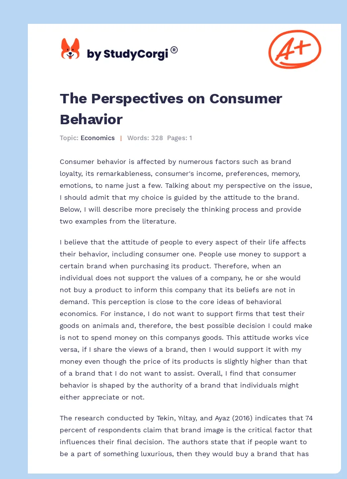 The Perspectives on Consumer Behavior. Page 1