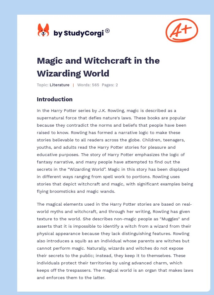 Magic and Witchcraft in the Wizarding World. Page 1