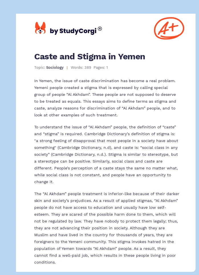 Caste and Stigma in Yemen. Page 1