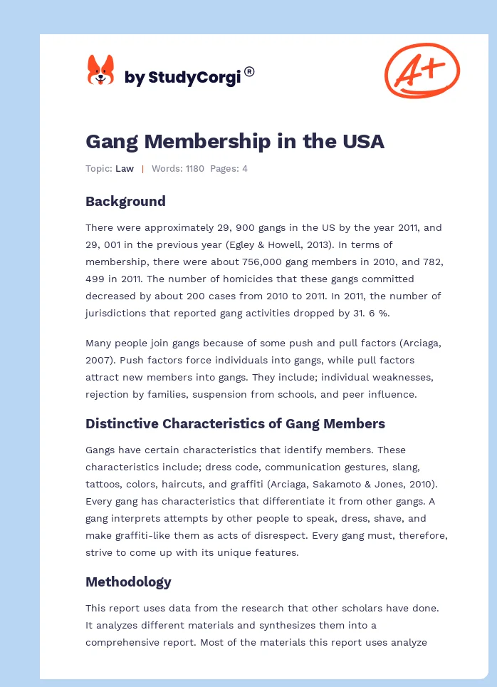 Gang Membership in the USA. Page 1