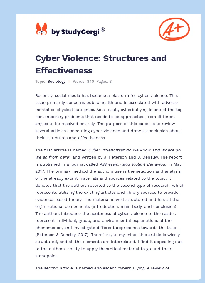 Cyber Violence: Structures and Effectiveness. Page 1