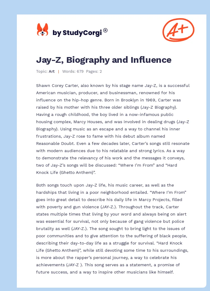 Jay-Z, Biography and Influence. Page 1