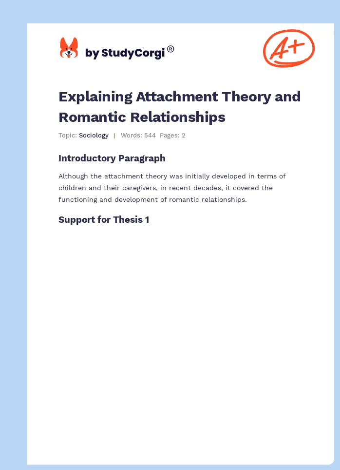 Explaining Attachment Theory and Romantic Relationships. Page 1
