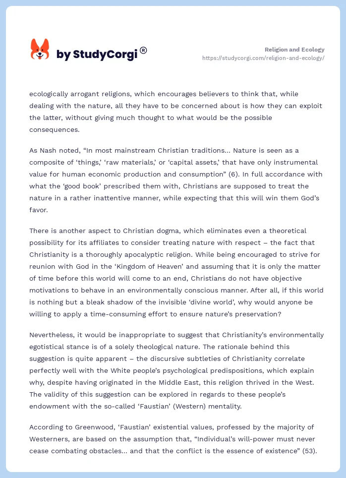 Religion and Ecology. Page 2
