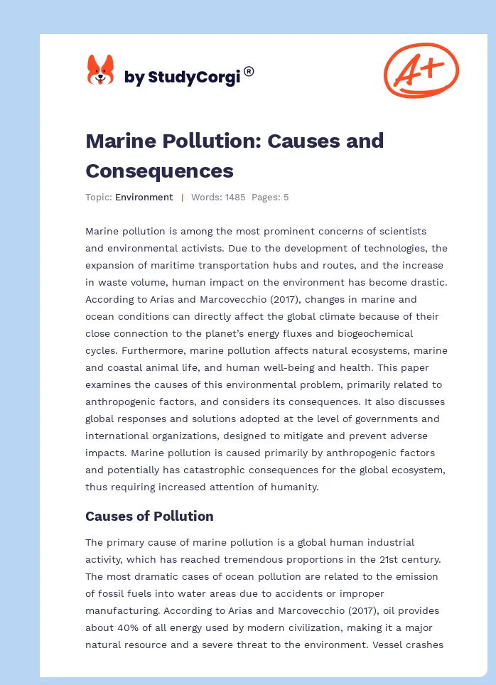 Marine Pollution: Causes and Consequences. Page 1