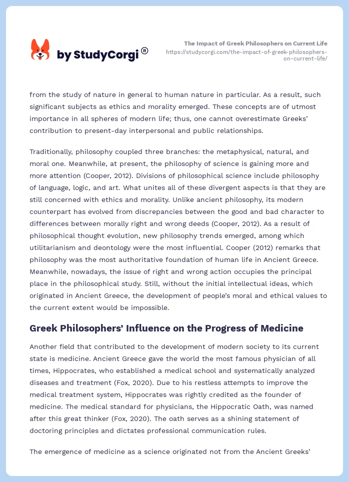 The Impact of Greek Philosophers on Current Life. Page 2
