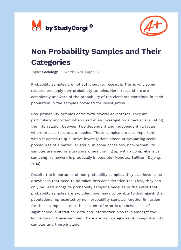 Non Probability Samples and Their Categories. Page 1