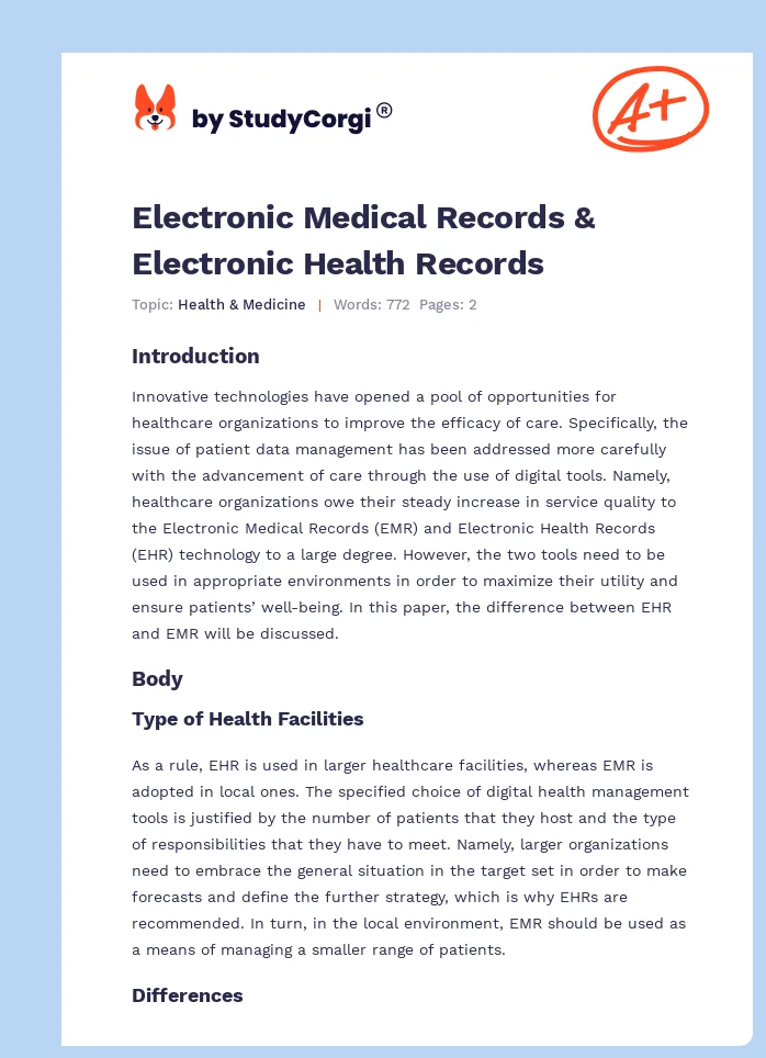 Electronic Medical Records & Electronic Health Records. Page 1