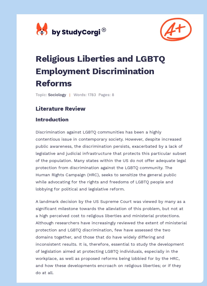 Religious Liberties and LGBTQ Employment Discrimination Reforms. Page 1