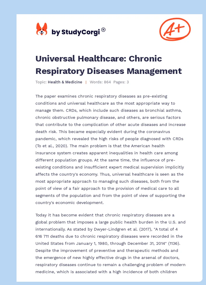 Universal Healthcare: Chronic Respiratory Diseases Management. Page 1