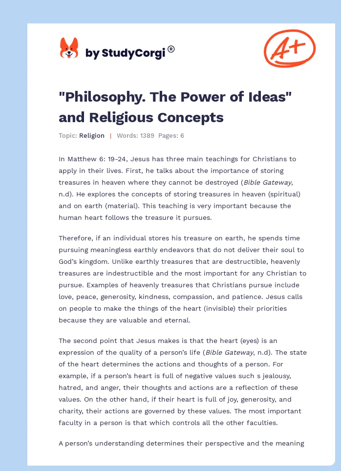 "Philosophy. The Power of Ideas" and Religious Concepts. Page 1