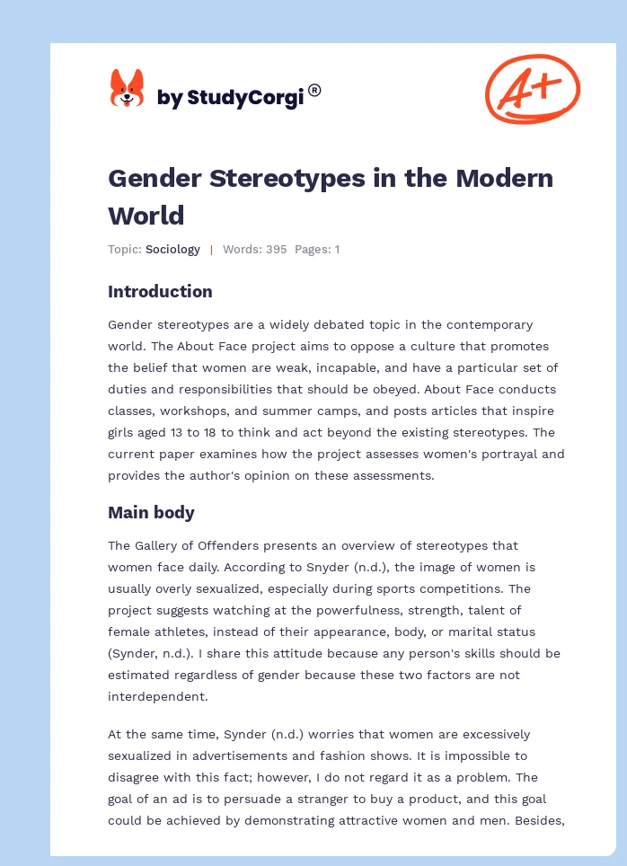Gender Stereotypes in the Modern World. Page 1