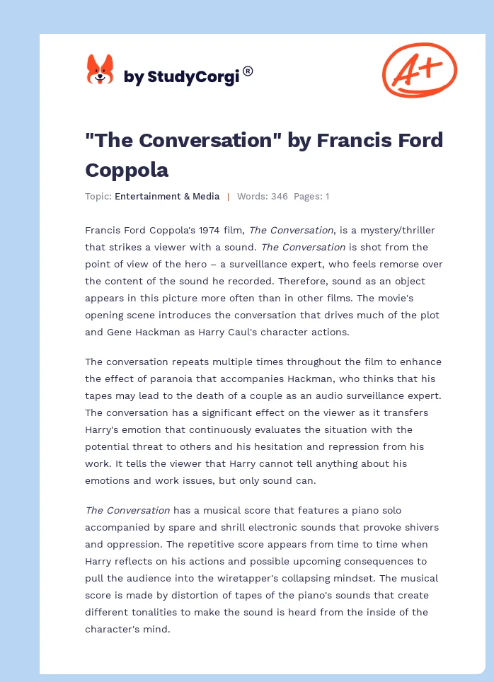 "The Conversation" by Francis Ford Coppola. Page 1