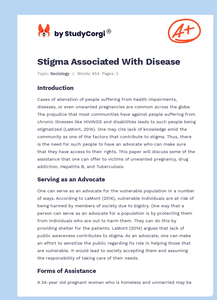 Stigma Associated With Disease. Page 1