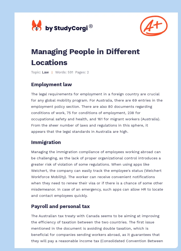 Managing People in Different Locations. Page 1