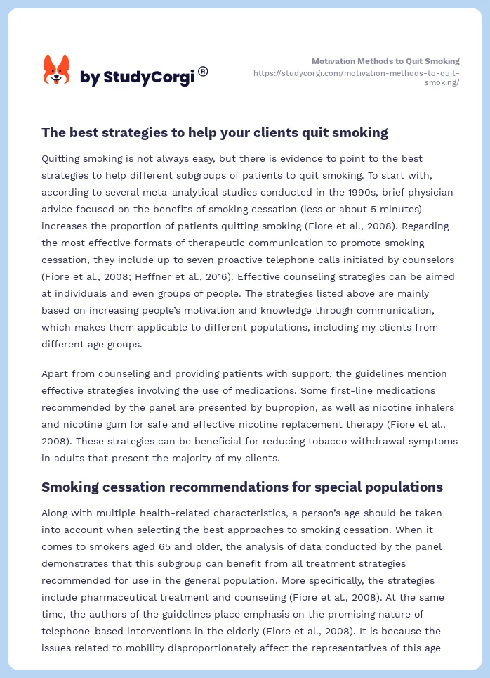 Motivation Methods to Quit Smoking. Page 2