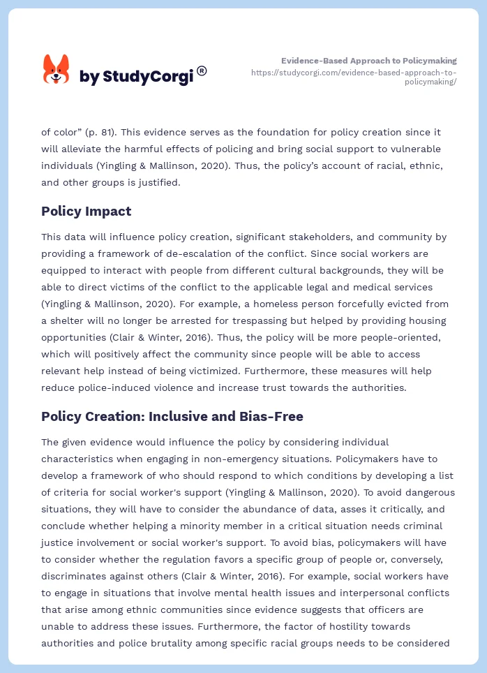 Evidence-Based Approach to Policymaking. Page 2