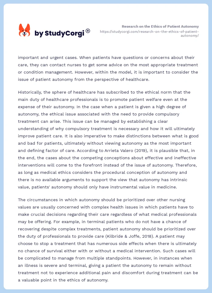 Research on the Ethics of Patient Autonomy. Page 2