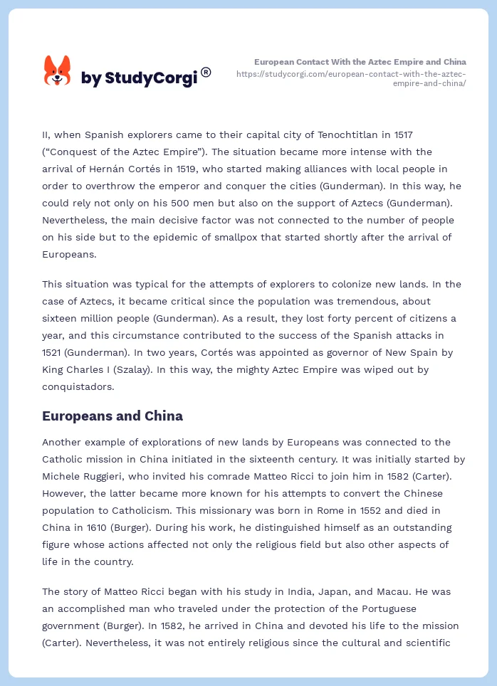 European Contact With the Aztec Empire and China. Page 2