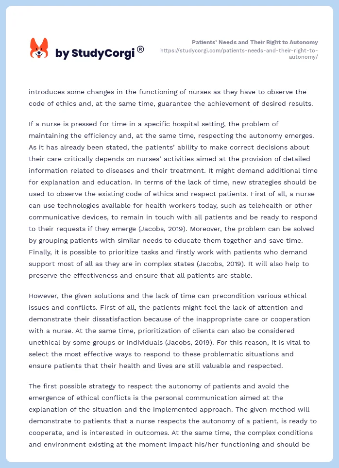 Patients’ Needs and Their Right to Autonomy. Page 2