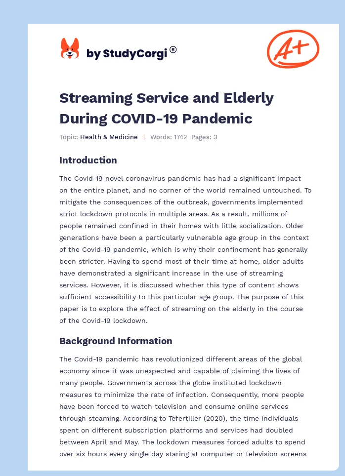 Streaming Service and Elderly During COVID-19 Pandemic. Page 1