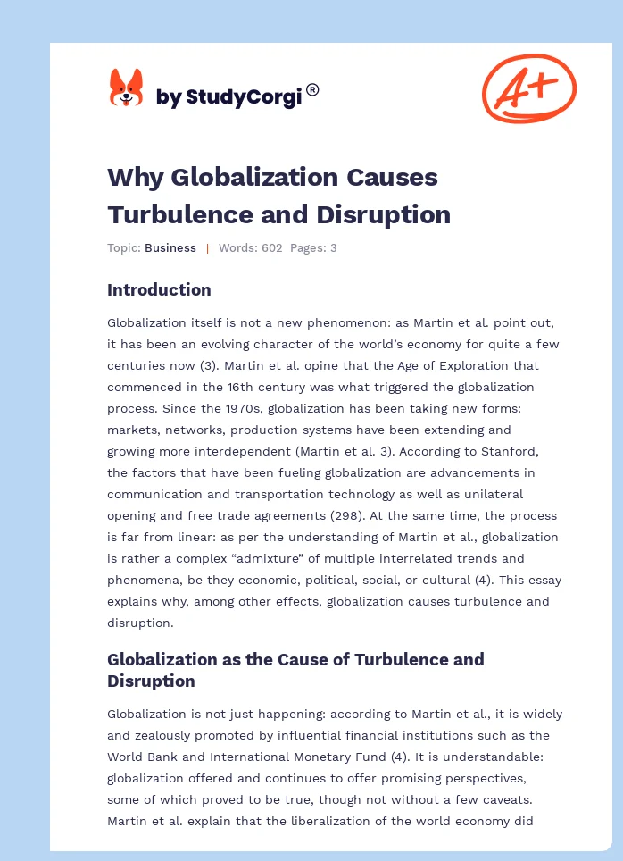 Why Globalization Causes Turbulence and Disruption. Page 1