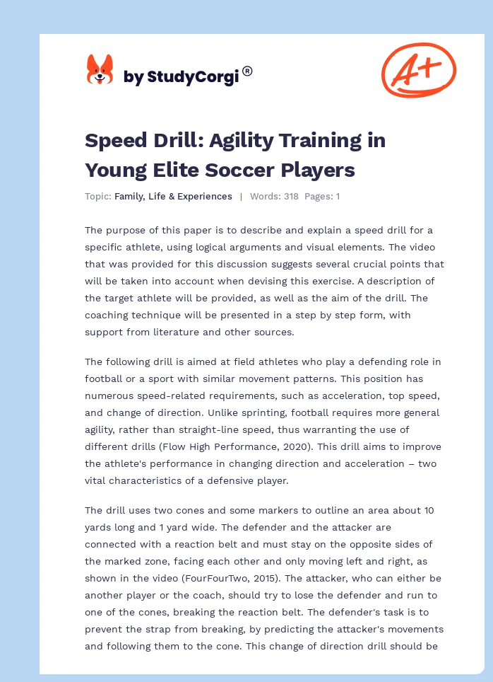 Speed Drill: Agility Training in Young Elite Soccer Players. Page 1