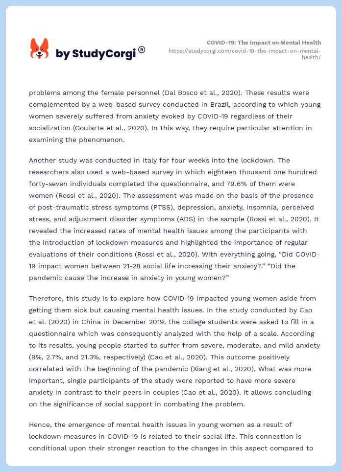 COVID-19: The Impact on Mental Health. Page 2