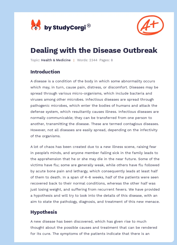 Dealing with the Disease Outbreak. Page 1