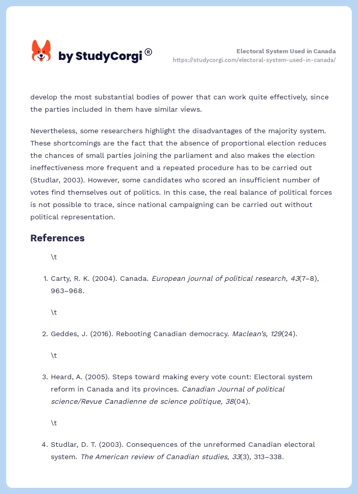 Electoral System Used in Canada. Page 2