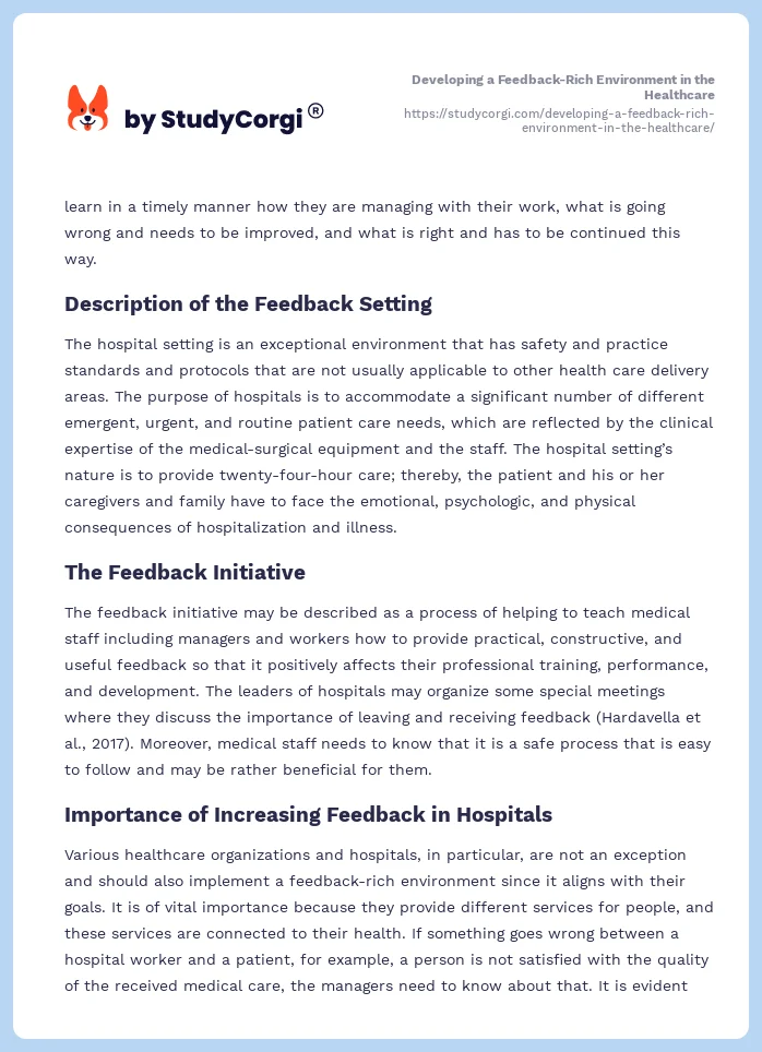 Developing a Feedback-Rich Environment in the Healthcare. Page 2
