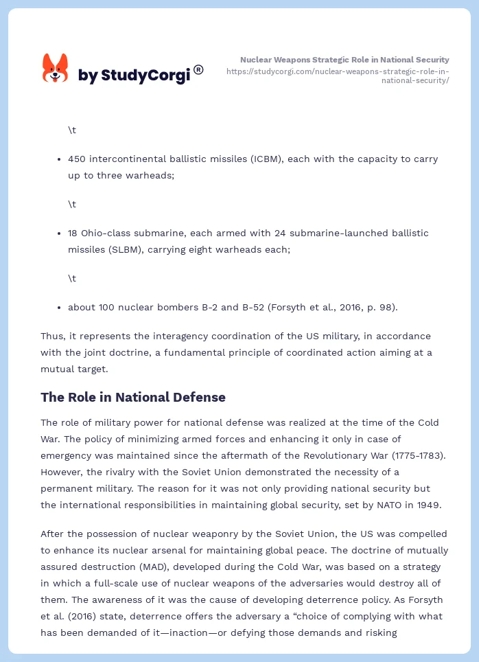 Nuclear Weapons Strategic Role in National Security. Page 2
