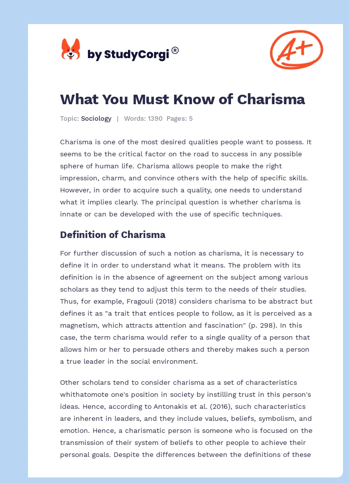 What You Must Know of Charisma. Page 1