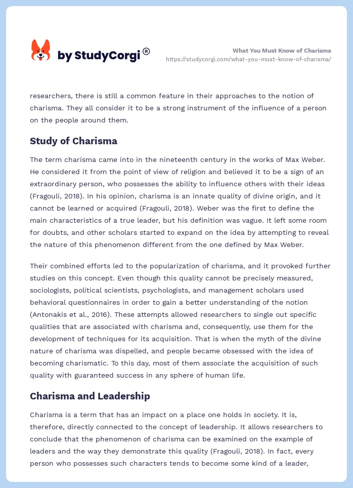 What You Must Know of Charisma. Page 2