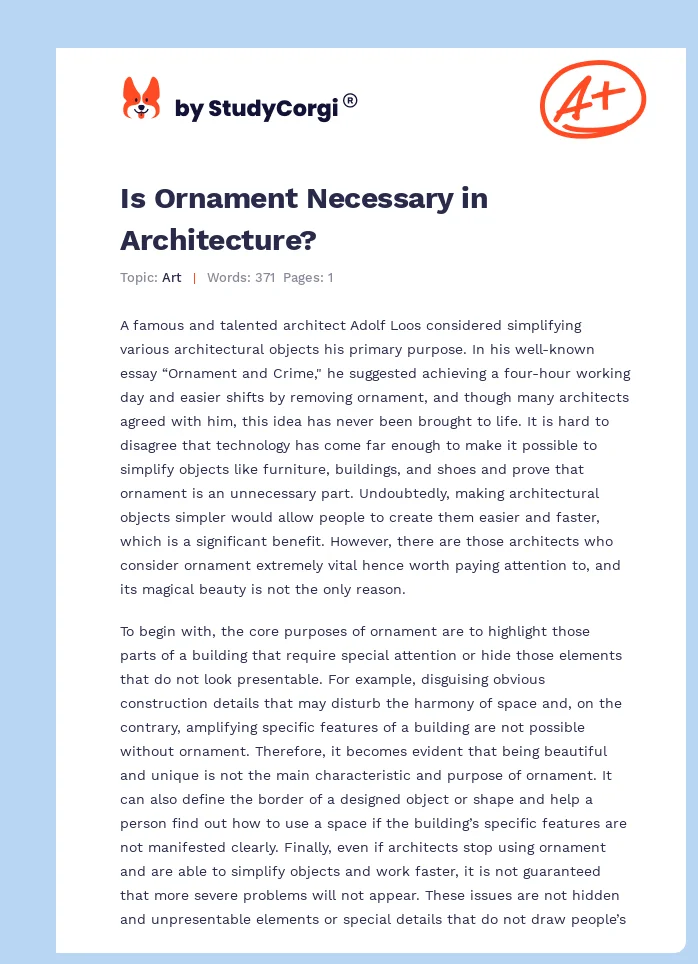 Is Ornament Necessary in Architecture?. Page 1