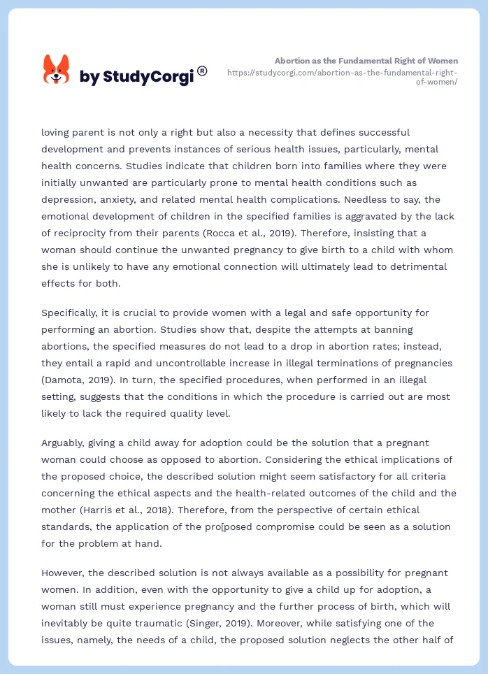 Abortion as the Fundamental Right of Women. Page 2