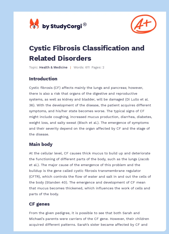 Cystic Fibrosis Classification and Related Disorders. Page 1
