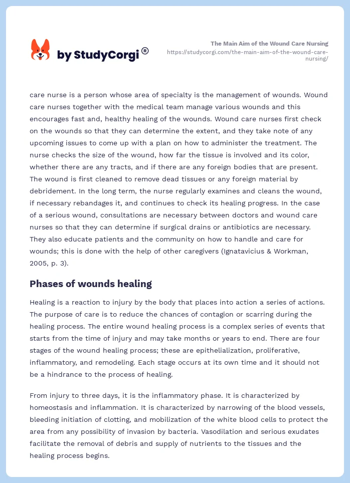The Main Aim of the Wound Care Nursing. Page 2