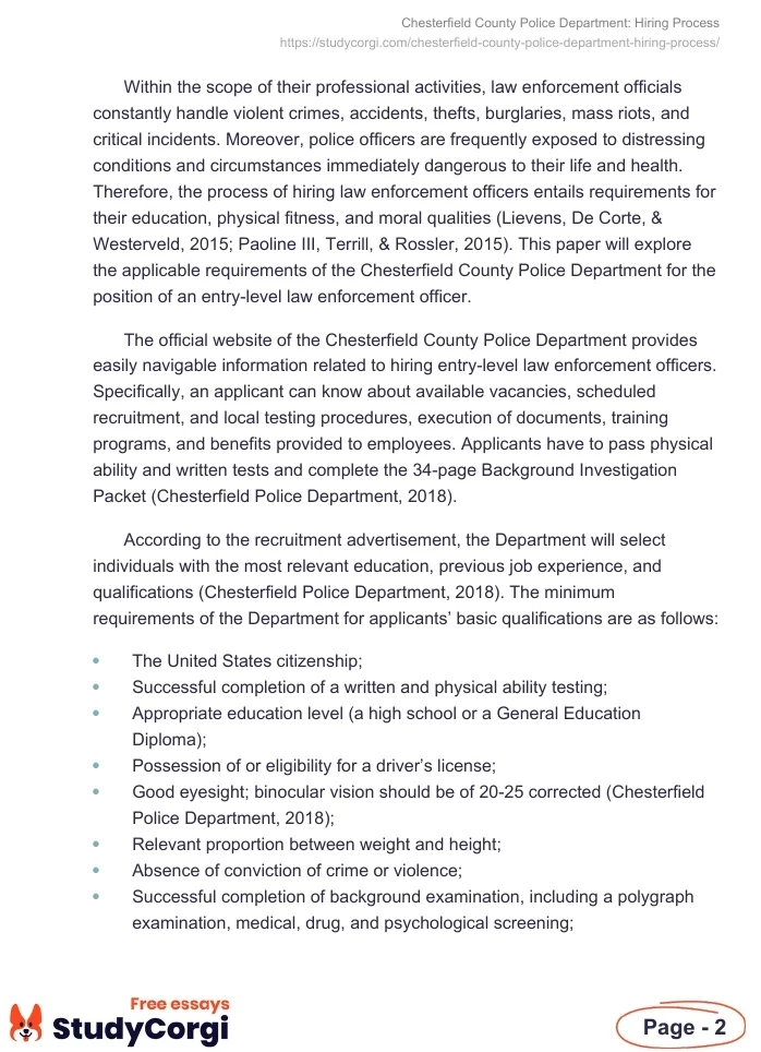 Chesterfield County Police Department: Hiring Process. Page 2