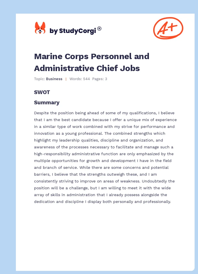 Marine Corps Personnel and Administrative Chief Jobs. Page 1