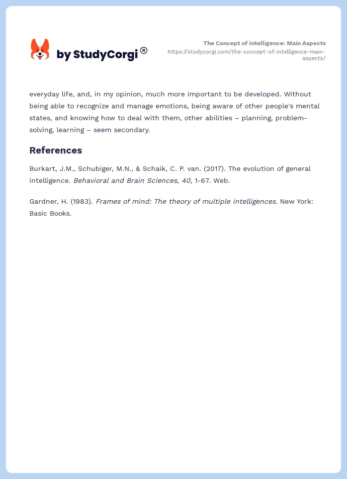 The Concept of Intelligence: Main Aspects. Page 2