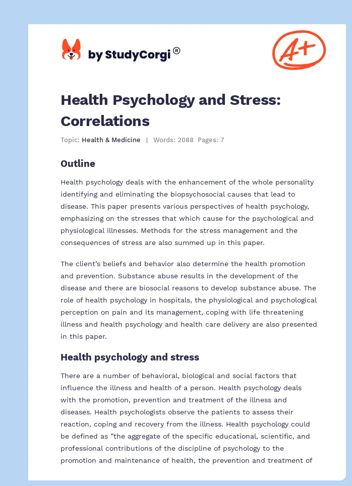 Health Psychology and Stress: Correlations. Page 1