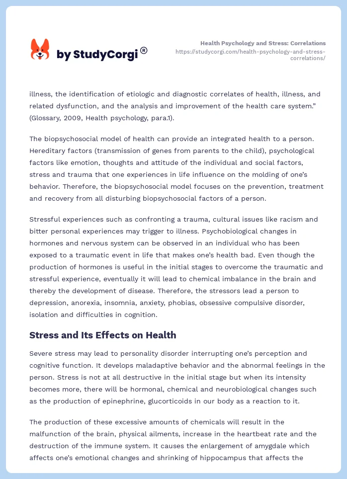 Health Psychology and Stress: Correlations. Page 2
