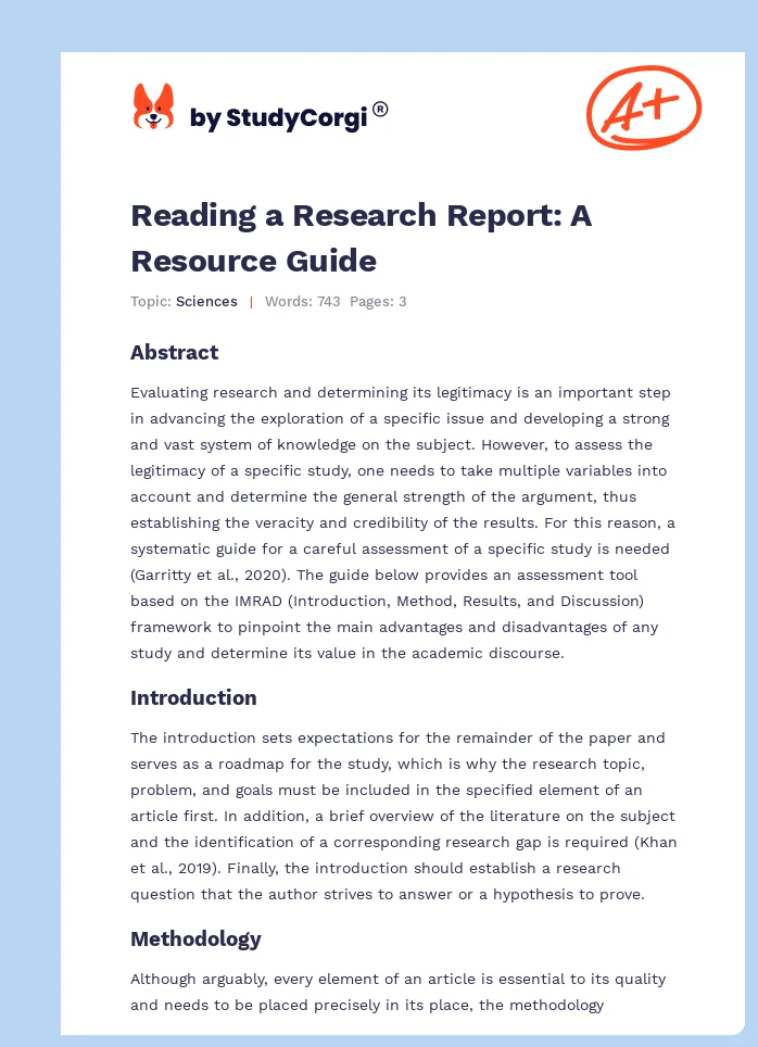 Reading a Research Report: A Resource Guide. Page 1